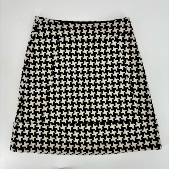 Club Monaco Skirt Womens Size 2 White Black Houndstooth Wool Blend - Picture 10 of 10